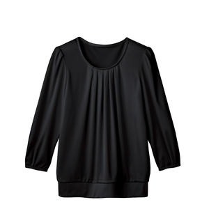 Chemise plissée à manches trois-quarts TWP369-8 Taille S Noir pour uniformes de restaurant et de bar - Product Image 2