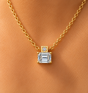 จี้เพชรทรงเอเมอรัลด์เพาะเลี้ยงในห้องปฏิบัติการ ทองคำแท้ 14K 18K สร้อยคอเพชรเม็ดเดี่ยว DEF VVS รับรองโดย IGI สร้อยคอหมั้น ขายส่ง - Product Image 2