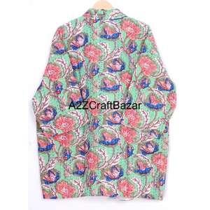 Chaqueta Reversible Acolchada con Estampado Floral, Transpirable, con Cuello en V, para Mujer, Talla Grande, Abrigo de Algodón, Tela con Estampado de Flores, Kimono Regular - Product Image 6