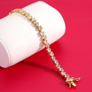 925 argent Sterling coeur forme Zircon pierre Bracelet plaqué or lunette réglage bijoux pour filles cadeau de noël - Product Image 6