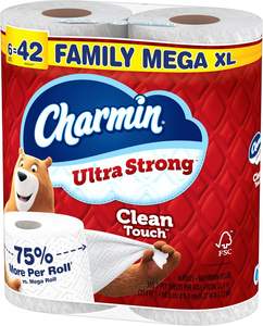 CharminUltra Strong Clean Touch <b>Toilet</b> <b>Paper</b>, 6 Family Mega XL <b>Rolls</b> = 42 Regular <b>Rolls</b> - Product Image 1