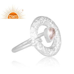 Anillo de declaración de piedras preciosas de cuarzo de cristal Natural de plata de ley fina superventas, joyería personalizada para mujer, regalo para ella - Product Image 3