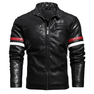Veste de vélo en cuir pour homme Business Gentleman col montant veste zippée - Product Image 1