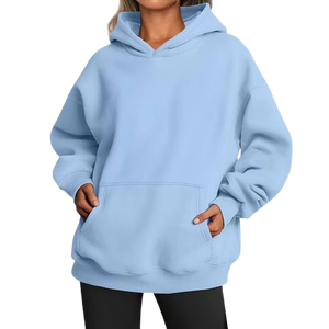 <b>Grey</b> Cotton <b>Fleece</b> <b>Women</b> Hoodie Casual 2023/24 Loose Tops Pullover Female Winter Hoodies Blank Hoodie Custom Printing - Product Image 1