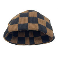 Bonnet personnalisé à carreaux de haute qualité tricoté pour garçons et filles Chapeau tendance de ski d'hiver teint en couleur unie Vente en gros Manchette unique