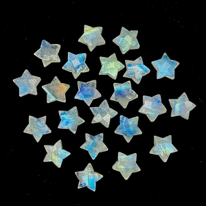 Cuentas de estrella facetadas Briolette de piedra lunar arcoíris Natural de alta calidad, estrellas talladas llamativas azules para la fabricación de joyas pulidas - Product Image 4