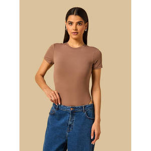 <b>Women's</b> Printed Slim Fit Knitted <b>Bodysuit</b> Summer Casual Streetwear Fashion Top OEM Custom Logo - Product Image 6
