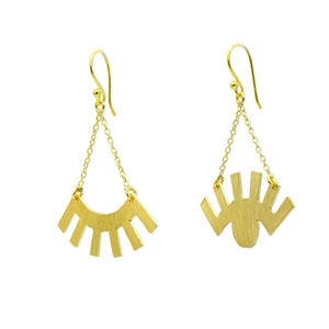Boucles d'oreilles pendantes en laiton plaqué or Bohemia pour les fêtes et les mariages - Product Image 1
