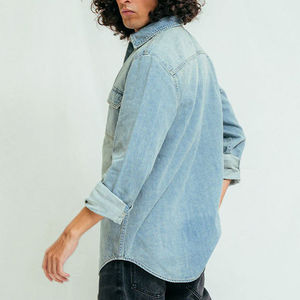 Venta caliente OEM Servicio Hombres Camisa de mezclilla Mejor artículo Industria Tendencia Camisa de mezclilla Bajo MOQ Último estilo Hombres Camisa de mezclilla - Product Image 4