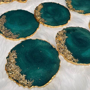 Dessous de verre multicolores personnalisés en résine pour décoration de table artistique en vrac - Product Image 2