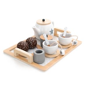 ROBINCOOL <b>Wooden</b> Children's <b>Tea</b> <b>Set</b> Includes Tray Teapot Accessories for Kitchen & Food <b>Toys</b> - Product Image 5