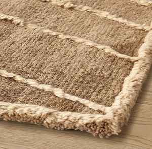 Luxe fait à la main noué à la main laine/soie marocain personnalisé géométrique rayé motif tapis ensemble doux Durable exquis intérieur - Product Image 1