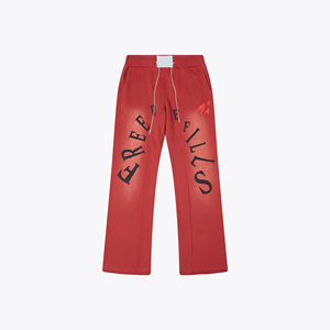 กางเกงวอร์มสำหรับวิ่งของผู้ชายกางเกงเอวสองชั้นผ้าฟลีซผ้าฝ้ายซีดจางขาบานกว้างสไตล์ลำลอง - Product Image 1