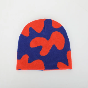 Gorro personalizable de calavera de invierno con logotipo completo, gorro liso de punto Jacquard con tinte bordado, todos los gorros - Product Image 3