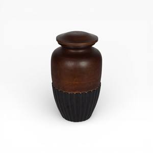 Decorative Wooden Cremation <b>Urn</b> with White Floral Carved Bands Natural Finish and Traditional Memorial Form - Product Image 5