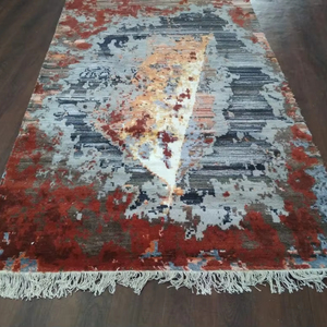 พรมทอมือสไตล์เปอร์เซีย ดีไซน์ทันสมัย หรูหรา ผลิตจากขนสัตว์และไหม ทอมือแบบใหม่ เป็นมิตรกับสิ่งแวดล้อม ปลอดภัยสำหรับสัตว์เลี้ยง กันลื่น ขนปานกลาง ชุดพรมปูพื้น - Product Image 1