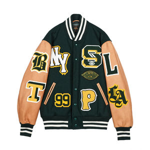 Hot Selling Custom Cool <b>Vintage</b> <b>Varsity</b> <b>Jacket</b> with Chenille Patches Wool Body Contrast Leather Sleeves for Winter - Product Image 1