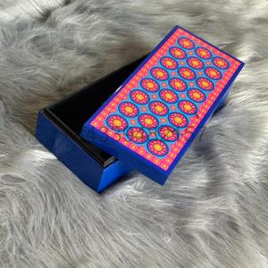 Painted <b>Wooden</b> Lacquer Fruit <b>Box</b> with Tray for <b>Wooden</b> Multicolored Hand Painted Trays Home Decorations - Product Image 3