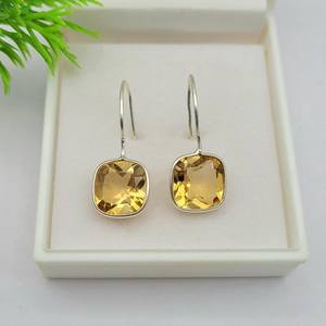 Boucles d'oreilles en citrine, argent sterling 925, bijoux faits à la main, pierre de naissance de novembre, cadeau pour femmes, vente en gros - Product Image 5