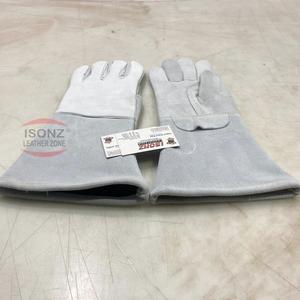 Guantes de soldadura Tig de cuero de cabra genuino de 35 cm con funciones antideslizantes anticortes y antiimpactos diseño de guantes de seguridad - Product Image 6