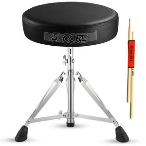 5 Core <b>Drum</b> Throne 3 Thick Padded Memory Foam Comfortable Drummer Stool 200Lb Capacity Adjustable - Product Image 1
