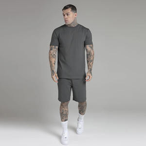 Conjunto de camiseta informal de estilo callejero de verano para hombre, Top de manga corta de algodón transpirable de Color sólido, Top fino de dos piezas - Product Image 2