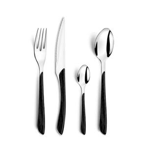 Ensemble de couverts de luxe en argent poli miroir avec poignée design noire pour salle à manger élégante, mariage et cuisine - Product Image 1