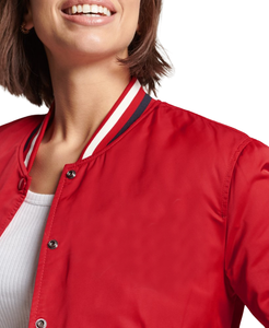 Chaqueta de Béisbol Varsity de Satén con Mangas en Contraste para Mujer, Chaqueta Larga de Invierno con Letras Bordadas del Equipo - Product Image 5