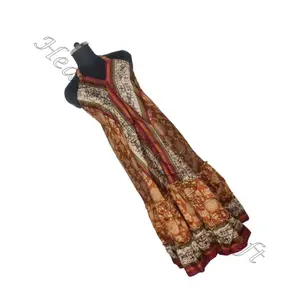 Bohemian New Vintage Silk Saree Floral Print nuovi disegni Trendy Fashion Long Dress Summer Wear Party Wear Women Dress