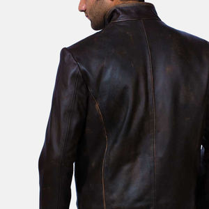 Chaqueta de cuero genuino para hombre de alta calidad, cuello levantado, temporada de invierno, Material transpirable, precio barato - Product Image 5