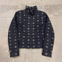 Veste en jean pour homme avec logo entièrement personnalisé |   Broderie haut de gamme, perles, patchwork vintage, boutons imprimés, streetwear imperméable