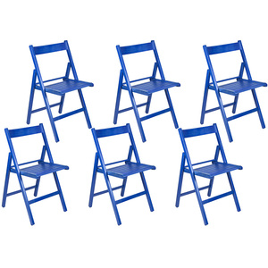 6 sedie pieghevoli in legno di faggio blu 42x40x78 cm per eventi domestici in giardino - Product Image 1