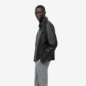 Veste en similicuir souple personnalisée en usine vente en gros pour l'extérieur veste en cuir à fermeture éclair doublée à la mode populaire pour homme de qualité mentop - Product Image 4