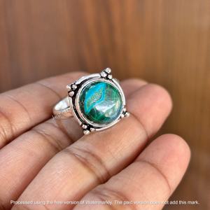 Anillos Finos de Plata de Ley 925 al por Mayor, Piedra Preciosa Original de Crisocola y Malaquita, Joyería de Boda para Mujer, Precio de Fábrica de Tendencia - Product Image 3