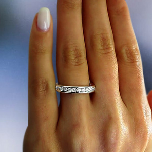 Eternity Zircon Stone Solid 925 <b>Sterling</b> <b>Silver</b> Women <b>Wedding</b> Engagement <b>Band</b> Custom Jewelry Ring Factory Direct - Product Image 1