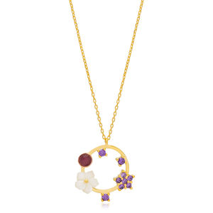 Collection d'été Fleur Creuse Ronde Charm Collier Turc Fait à la Main Bijoux en Argent Sterling 925 - Product Image 2