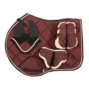 Ensemble de 4 tapis de selle pour cheval personnalisables, équipement d'équitation confortable avec doublure en tissu scintillant, fournitures équestres durables M - Product Image 1