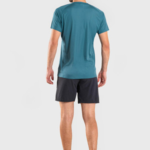 Short d'entraînement en polyester pour hommes, taille moyenne, short de sport de fitness et de course à pied avec logo avant, motif tissé tissé, vente en gros - Product Image 3