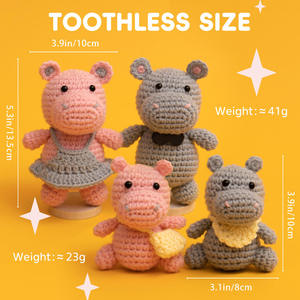 Kit de Crochet para Principiantes, Kit de Crochet de Familia de Hipopótamos, Set de Manualidades DIY con Manual en Inglés, Kit de Hilos de Crochet para Regalos - Product Image 4