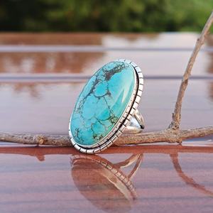 Natural Turquoise Gemstone <b>Ring</b>, Handmade <b>Statement</b> <b>Ring</b>, A++ Quality Turquoise Gemstone <b>Ring</b>, Gift For Her Silver <b>Ring</b> - Product Image 6