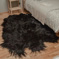 Sexto noir naturel 6 tapis en peau de mouton islandais avec longue laine incroyable cuir de peau de mouton en peau de mouton. Tapis en peau de mouton