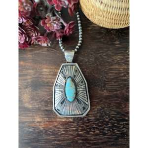 Bobby Johnson # Pendentif en argent sterling et turquoise (8 pièces) avec technologie d'incrustation à sertissage clos - Product Image 1