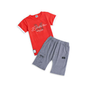Ensemble de vêtements d'été graphiques 2 pièces pour garçons R-171 rouge pour bébé de 9 ans garçons saison d'automne - Product Image 3
