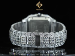 Reloj de Diamantes de Marca de Lujo Unisex, Personalizado con Moissanita VVS, Estilo Hip Hop, Acero Inoxidable, Mecánico Antiguo con Fecha - Product Image 3