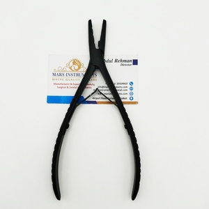 Pince d'extension de cheveux longs de 7 pouces en acier inoxydable noir mat à 3 trous avec micro anneau nano pour extensions de cheveux - Product Image 3