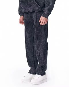 Conjunto de ropa de calle personalizada OEM para hombre, Sudadera con capucha lavada con ácido y sol, pantalones de chándal acampanados apilados, diamantes de imitación bordados - Product Image 5