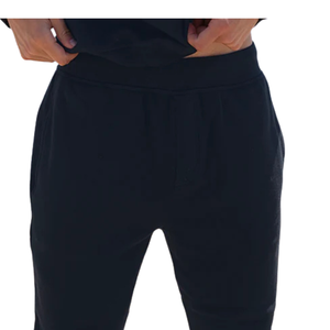 Pantaloni da Jogging Neri in Spugna Francese per Uomo, 100% Cotone Organico di Lusso Pre-Ristretto Certificato GOTS, Vestibilità Confortevole e Affusolata - Product Image 4