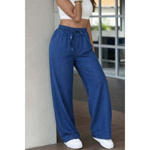 Women's High-<b>Waisted</b> <b>Elasticated</b> Drawstring <b>Jeans</b>, 32199 - Navy blue - Product Image 2
