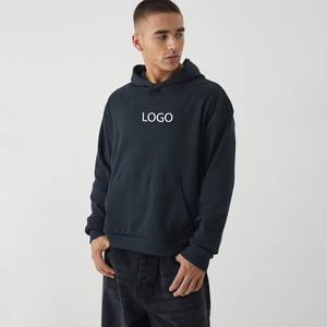 Nouveau modèle Sweats à capuche côtelés surdimensionnés avec logo personnalisé pour hommes Tissu en coton à épaules tombantes Sweat à capuche vintage thermique baggy - Product Image 1