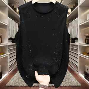 Verano Extra grande hombres Sky Star Tank Top sin mangas y parte inferior suelta de talla grande Color sólido para hombres gordos - Product Image 6